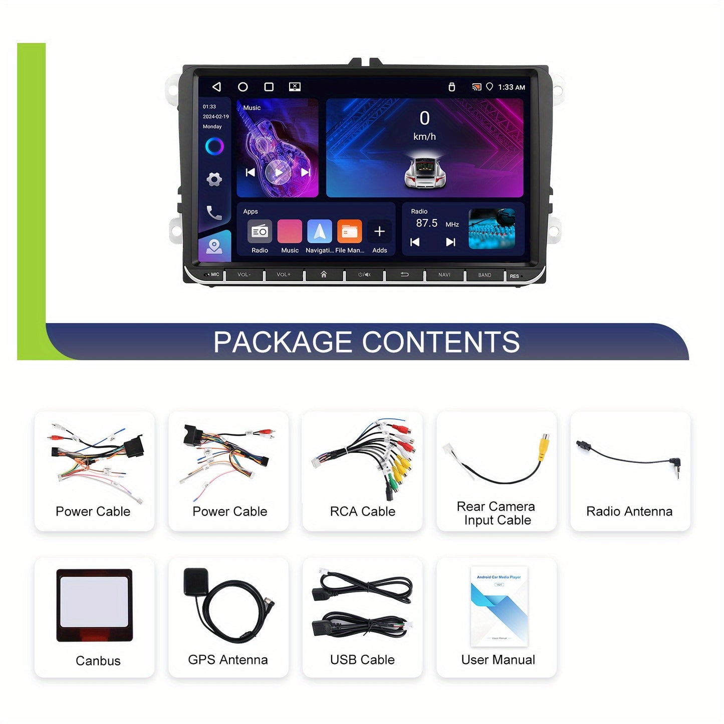 Autoradio – Auto Radio – Car Stereo – Multimedia Speler – 9 Inch HD Touchscreen – Android 15 – 4GB RAM & 64GB Opslag