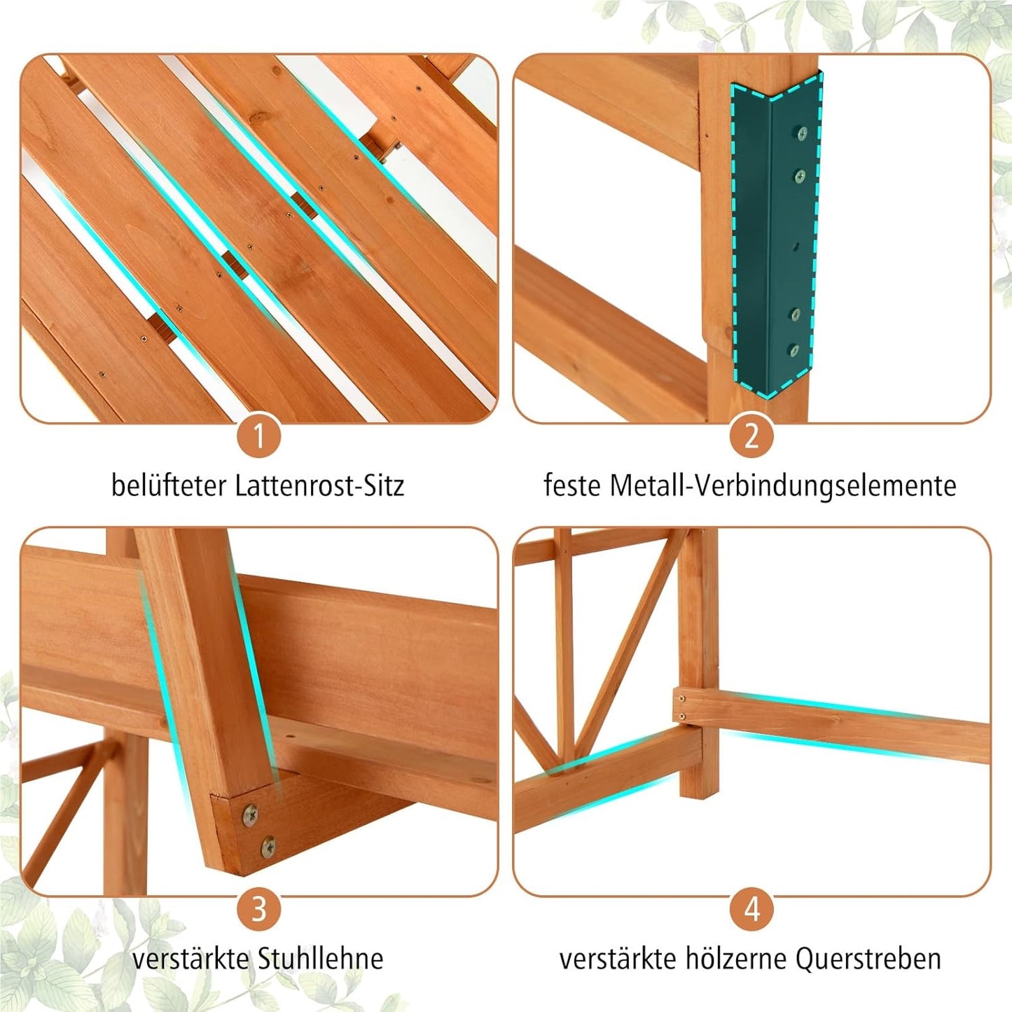 Rozenboog met Bankje – Houten Tuinboog – Klimplant Steun – Tuinbankje – Pergola – 2-Zits Bank – Weerbestendig Dennenhout – 120 x 58 x 189 cm