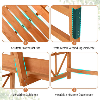 Rozenboog met Bankje – Houten Tuinboog – Klimplant Steun – Tuinbankje – Pergola – 2-Zits Bank – Weerbestendig Dennenhout – 120 x 58 x 189 cm