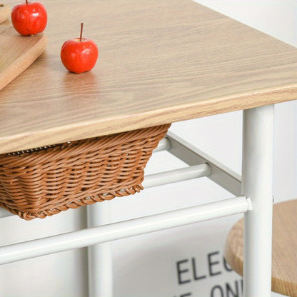 Eetkamertafel Set – Barset – Keukentafel – Ontbijttafel – Bistroset – Metaal Met Wit En Natuurlijk Eiken – Inclusief Opbergrek – Ruimtebesparend Design