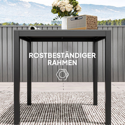 Aluminium Tuinset Tafel – Campingtafel – Buiten tafel – Balkon tafel – Buffet tafel – Zwart – Weerbestendig Aluminium – Houtlook Design 73x73 cm