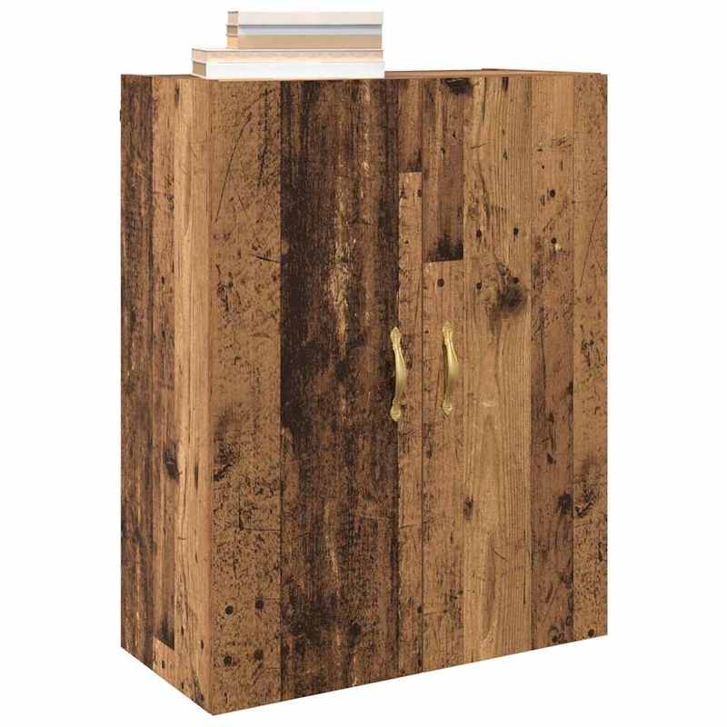 Wandkast – Muurkast – Opbergkast – Hangkast – Houten Kast – Bruin – Duurzaam Hardhout – 69,5 x 34 x 90 cm