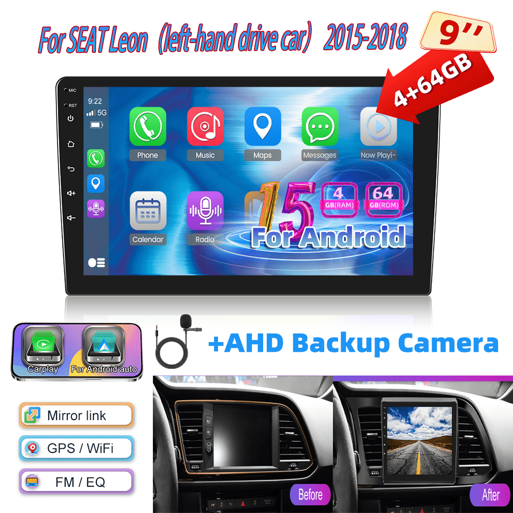 Android 15 Autoradio – Car Stereo – Multimedia Systeem – Double Din Radio – Navigatiesysteem – 9 Inch IPS HD Touchscreen – Wireless CarPlay & Android Auto – AHD Achteruitrijcamera & GPS Navigatie