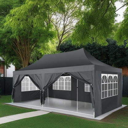 Pop-Up Tent – Voortent – Partytent – Markttent – Zonnetent – Lichtblauw – 3,05x6,1 Meter – Verwijderbare Zijwanden & Stevige Hexagonale Poten