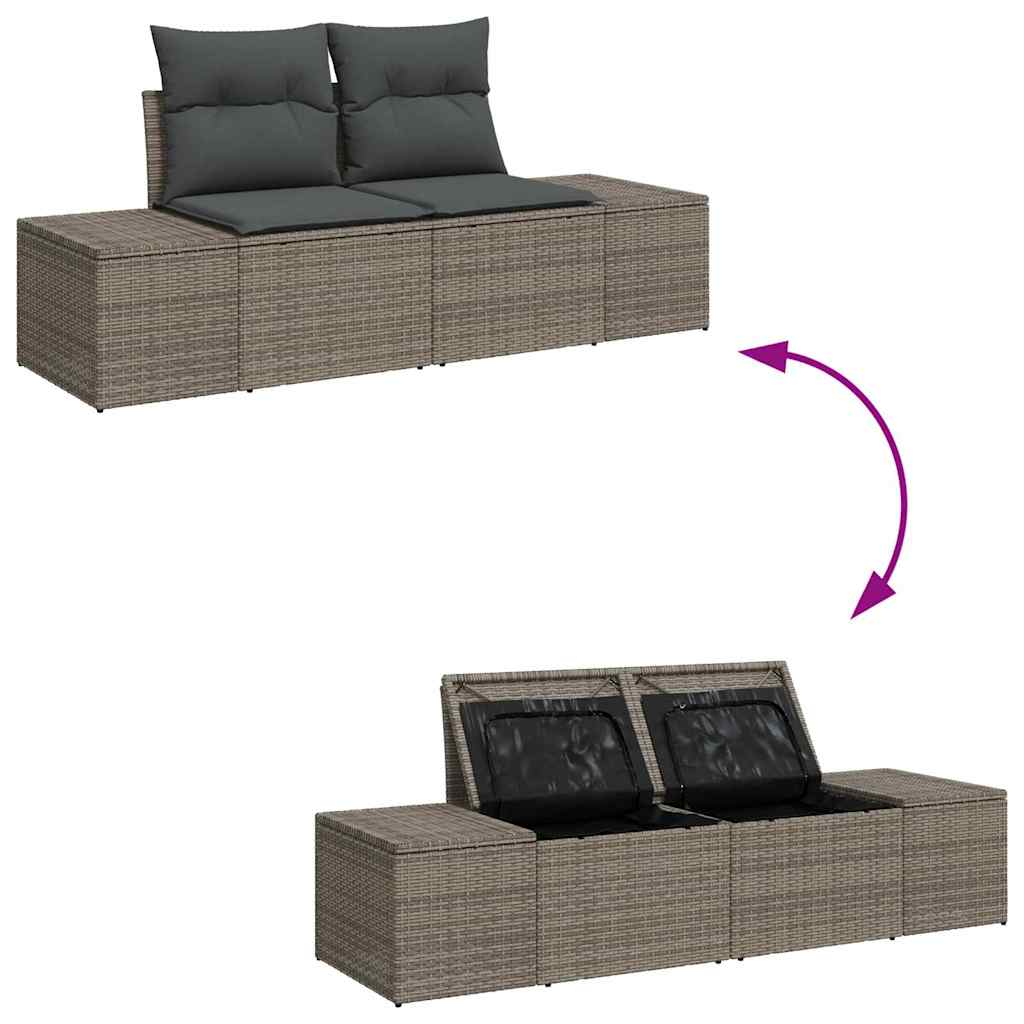 Loungeset – Tuinbank – Hoekbank – Buitenmeubel – Terrasbank – Voor 5 Personen – Weerbestendig Frame – Afneembare Wasbare Kussens – Grijs/Donkergrijs