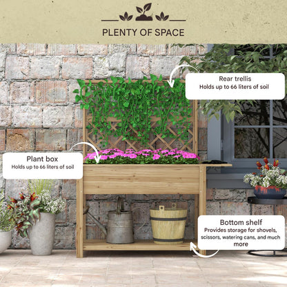 Plantenbak – Bloembak – Moestuinbak – Kweekbak – Verhoogde Bak – Hout – Met Trellis – 140x45x151 cm – Op Poten