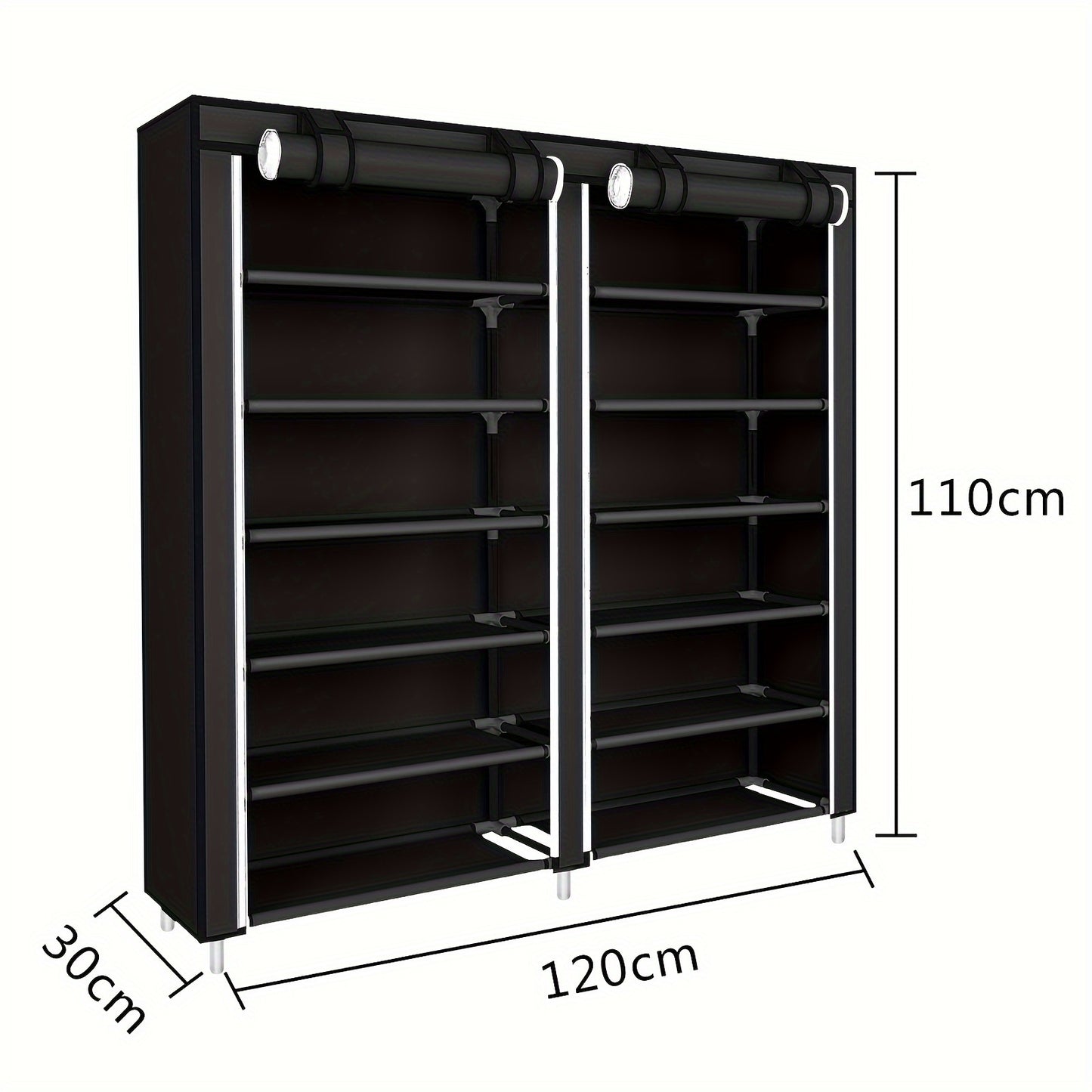 Schoenenrek – Schoenenkast – Schoenenopberger – Schoenenrek 2 Lagen – Schoenenbok – Zwart Non-woven – Ruimtebesparend Design – 120x30x110 cm