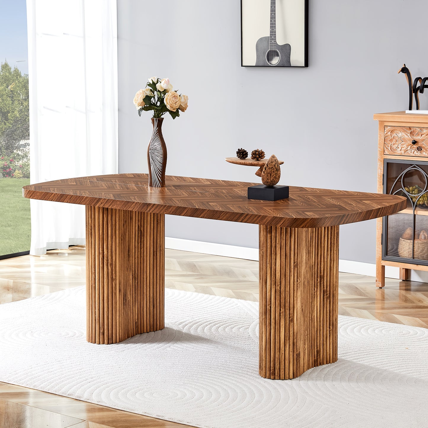 Eettafel – Tafel – Dinertafel – Eetkamertafel – Tafeltje – Zwart – Extra Groot Tafelblad – Stabiele Bogenpoot