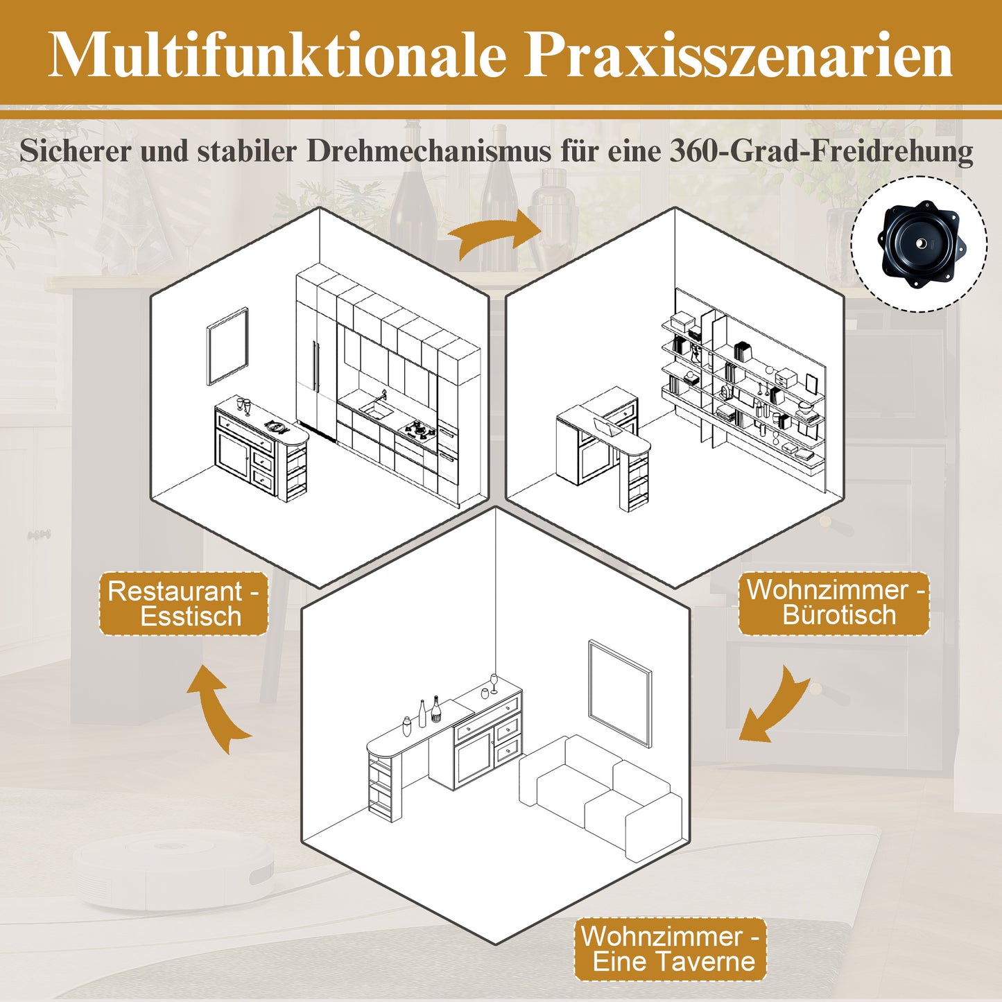 Bartafel – Bistrotafel – Statafel – Keukentafel – Barmeubel – Uitschuifbaar 138-204 cm – 360° Draaibaar Tafelblad – Met Opbergruimte