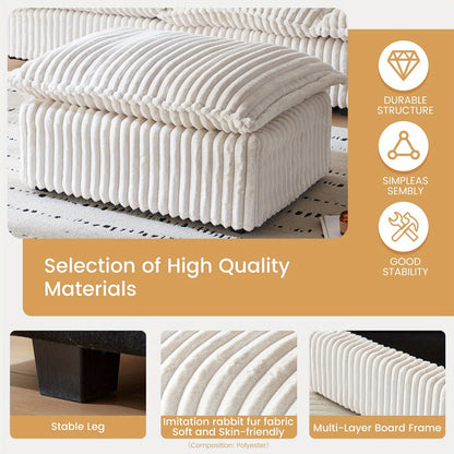 Poef – Voetenbank – Zitpoef – Hocker – Voetensteun – Beige – Compact Ruimtebesparend Design – Duurzaam en Comfortabel