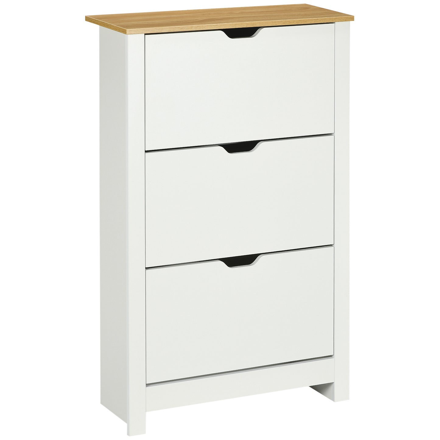 Schoenenkast – Schoenenrek – Schoenopberger – Schoenendisplay – Schoenmeubel – Wit Natuurlijk Hout – 3 Compartimenten – Ruimte voor 18 Paar Schoenen – Compact 72x26x112 cm