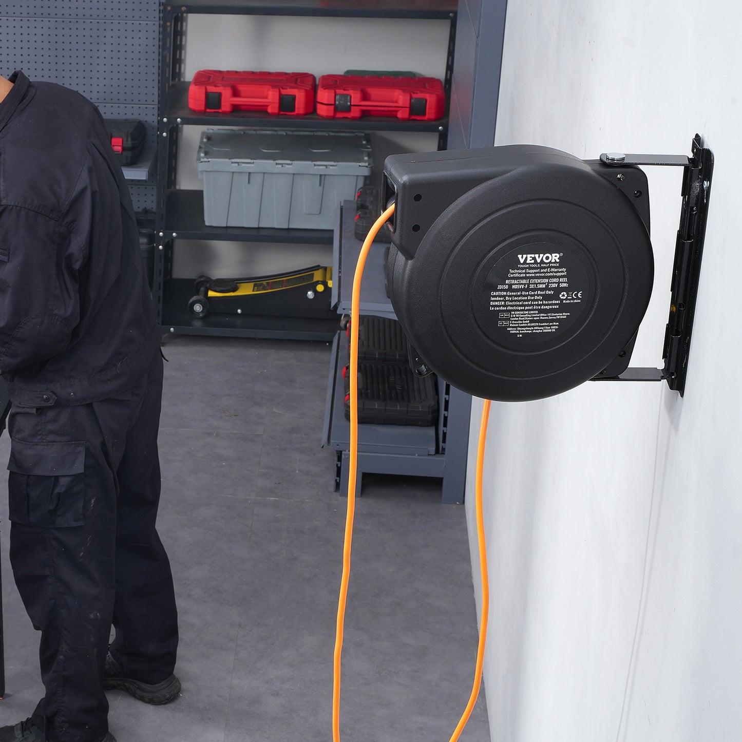 Kabelhaspel – Verlengsnoer – Kabeltrommel – Snoerhaspel – Verlengkabel – 19 Meter Kabel – Automatisch Oprolsysteem – Oververhittingsbeveiliging