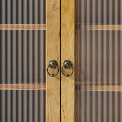Wandkastje – Opbergkast – Muurkast – Houten Kast – Badkamerkast – 100 cm Breed – Massief Hout Met Glas – 4 Deuren – 2 Verstelbare Planken – Open Haakrek