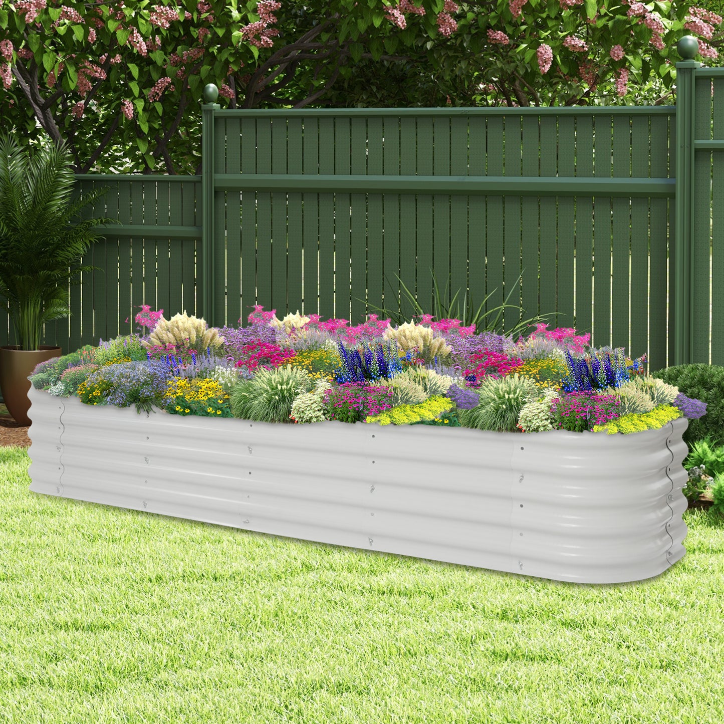 Hoogtebakje – Verhoogde Plantenbak – Moestuinbak – Bloemenbak – Tuinbak – Aluminium-zink Gecoat Staal – Grote Afmeting 240x60x43 cm