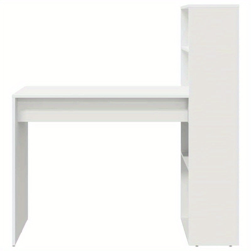 Bureau – Computertafel – Werkplek – Schrijftafel – Desk – Modern Compact Wit Bureau – Ruimtebesparend Met Open Opbergrek – Stevige MDF Houtconstructie 113x54x120 cm