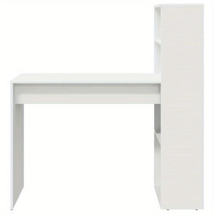 Bureau – Computertafel – Werkplek – Schrijftafel – Desk – Modern Compact Wit Bureau – Ruimtebesparend Met Open Opbergrek – Stevige MDF Houtconstructie 113x54x120 cm