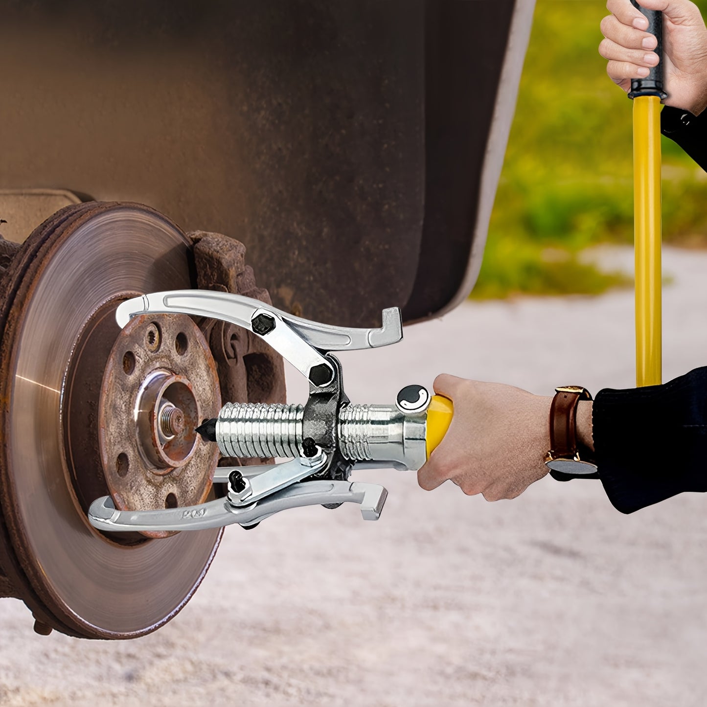 Hydraulische Trekker – Gear Puller – Lagertrekker – Poelie-afsluiter – Tandwieltrekker – 20 Ton Kracht – 360° Draaibare Handgreep – 40Cr Stalen Constructie – Geel/Zilver