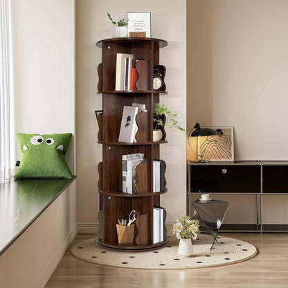 Boekenkast – Boekenrek – Opbergkast – Vakkenkast – Stellingkast – 360° Draaibaar – Stabiel Metaal Met Houtlook