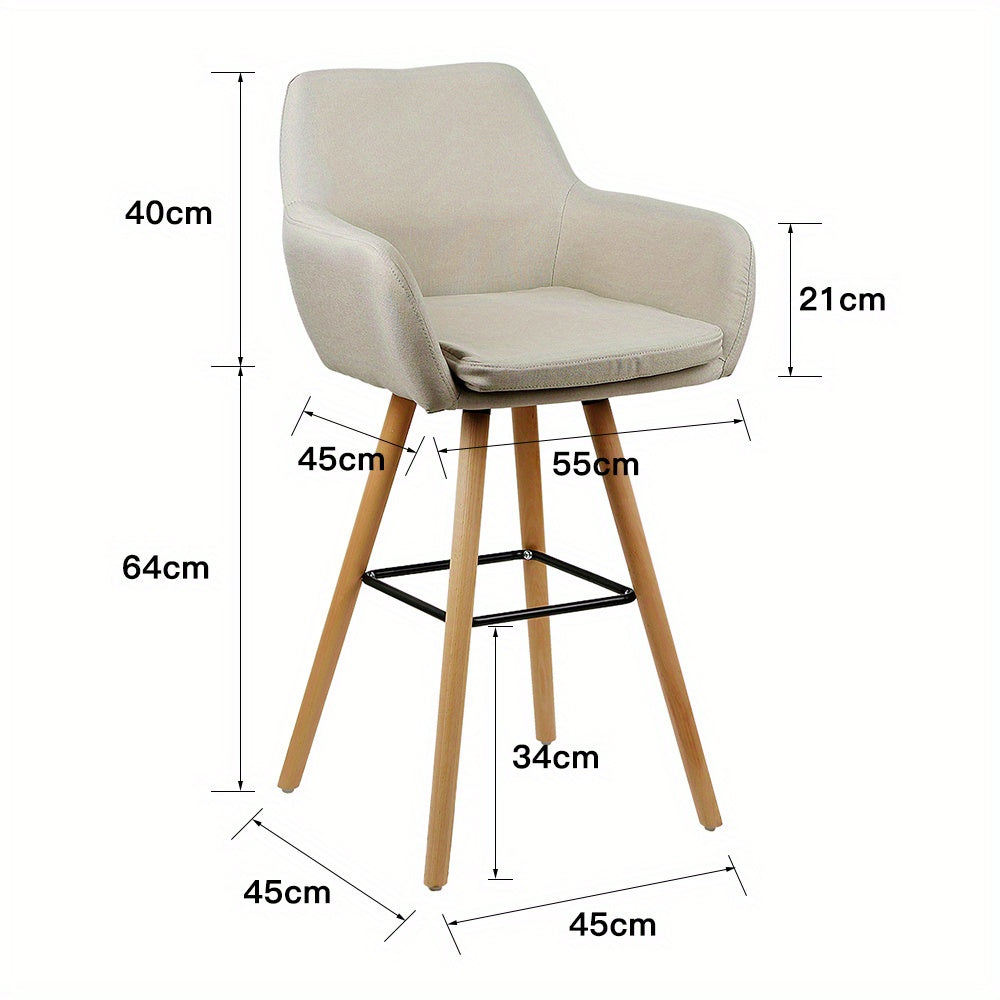 Barkrukken – Barstoelen – Krukken – Barhockers – Barkrukken Set – Scandinavisch – Stoffen Bekleding – Met Rugleuning en Armleuning – Hoge Zithoogte 104 cm – Comfortabel & Stevig