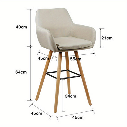 Barkrukken – Barstoelen – Krukken – Barhockers – Barkrukken Set – Scandinavisch – Stoffen Bekleding – Met Rugleuning en Armleuning – Hoge Zithoogte 104 cm – Comfortabel & Stevig