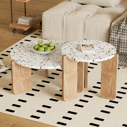 Modern Couchtisch – Beistelltisch – Wohnzimmer Tisch – Sofa Tisch – Balkon Tisch – 2er-Set – Natuurlijk Hout – Compact & Duurzaam