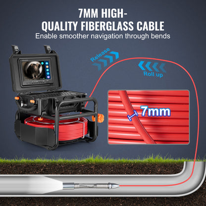 Rioolcamera – Inspectiecamera – Endoscoop – Leidingcamera – Buisinspectiecamera – 50 Meter Kabel – Zelfnivellerende Camera