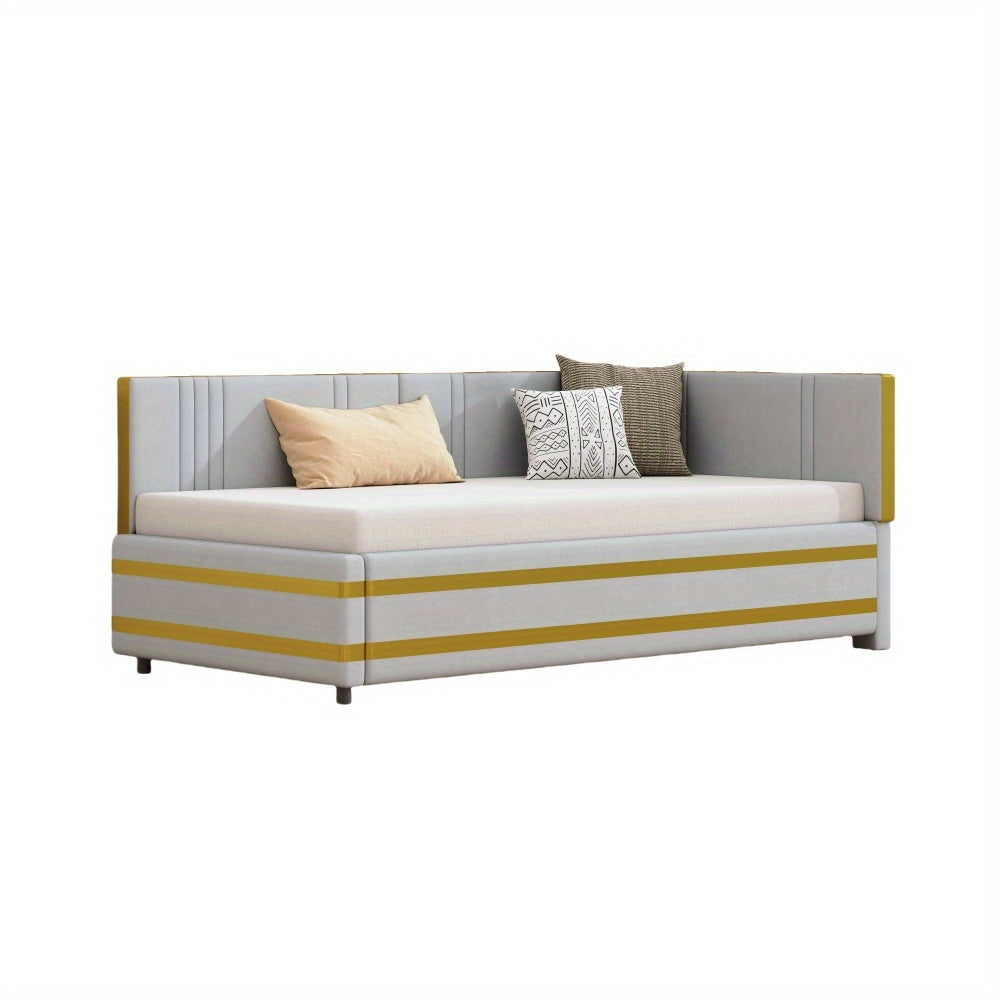 Slaapbank – Bedbank – Logeerbed – Sleeperbank – Zithoek – Gestoffeerd Velours – 90x200 cm – Lattenbodem - Grijs