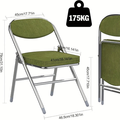 Set van 4 Opvouwbare Bezoekersstoelen – Eetkamerstoelen met Stoffen Bekleding – Geschikt voor Keuken, Binnen, Buiten en Vergaderruimtes, Groen