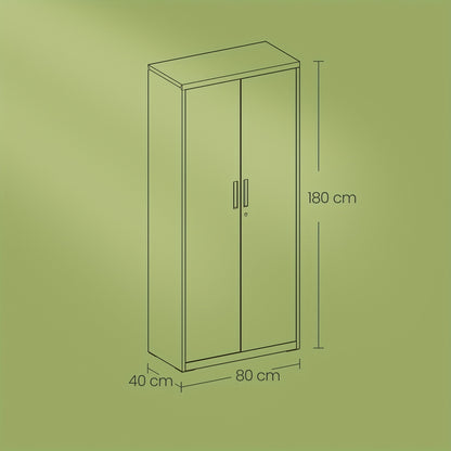 Stalen Kast – Opbergkast – Archiefkast – Kantoorkast – Werkplaatskast – Vergrendelbare Dubbele Deuren – Verstelbare Legplanken – Volledig Metalen Constructie – Modern Wit Design