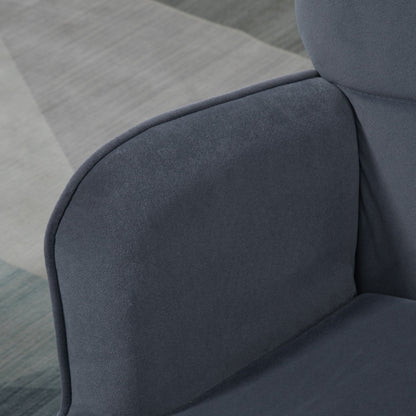 Relaxstoel – Fauteuil – Loungebank – Zitstoel – Donkergrijs Samet – Verstelbare Voetjes – Inclusief Voetenbankje