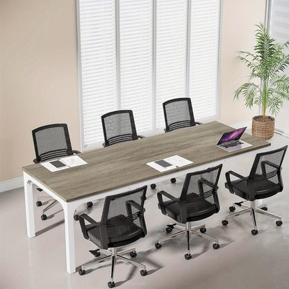 Vergadertafel – Conferentietafel – Bureautafel – Seminartafel – Kantoorwerktafel – Eikenlook Hout – Robuust Metaal – 200 cm Breed – Eenvoudige Montage