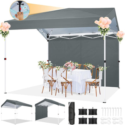 Outdoor Tent – Partytent – Vouwtent – Markttent – Zonnetent – Grijs – 3,05x3,05 Meter – UPF 50+ Zonbescherming – Eenvoudige Pop-Up Installatie Met 3 Verstelbare Hoogtes