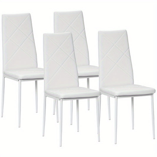 Eetkamerstoel – Keukenstoel – Stoel – Restaurantstoel – Vintage Design – Stalen Poten – Kunstleer Bekleding – Comfortabele Padding – Set Van 4 – Compacte Maat