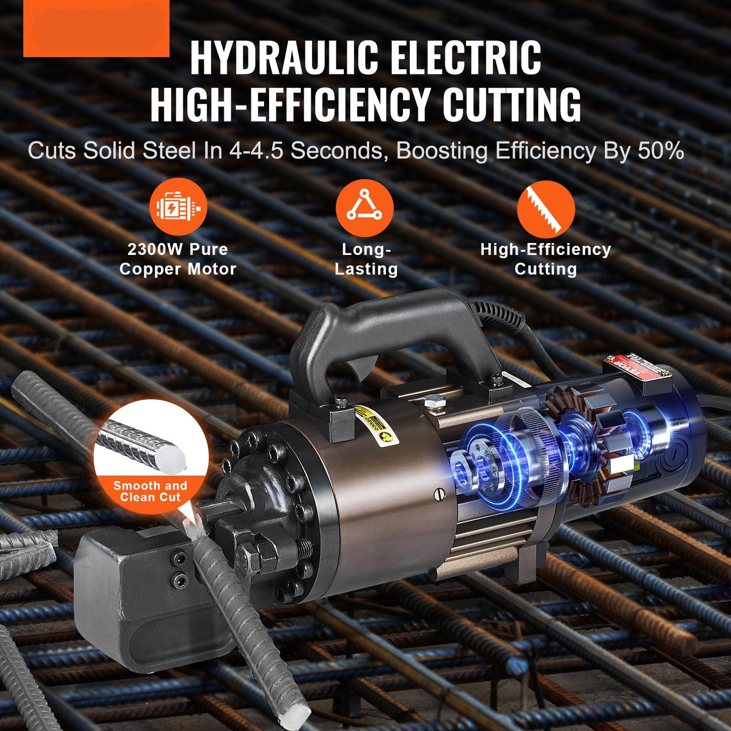 Hydraulische Staalknipper – Elektrische Rebar Cutter – Betonstaalknipper – Wapeningsstaal Knipper – Staalbuissnijder – 2300W Krachtige Motor – Lichtgewicht Aluminium Behuizing – Zwart