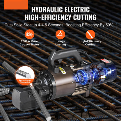 Hydraulische Staalknipper – Elektrische Rebar Cutter – Betonstaalknipper – Wapeningsstaal Knipper – Staalbuissnijder – 2300W Krachtige Motor – Lichtgewicht Aluminium Behuizing – Zwart