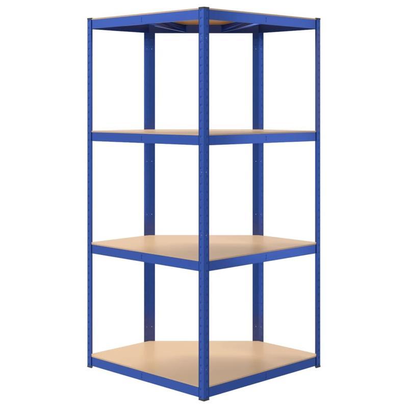 Opbergrek – Opbergkast – Stellingkast – Magazijnstelling – Opbergrek – 4 Lagen – Stalen Frame & Houten Planken – Extra Sterk & Gemakkelijk Te Monteren