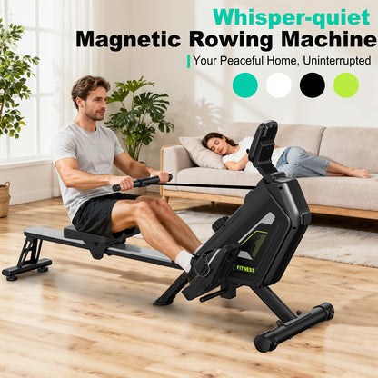 VOWVIT Foldable Magnetic Rowing Machine for Home Gym with, 16-Level Resistance & Suitable for Cardio, Strength Training, Use - Heavy-Duty Rower for