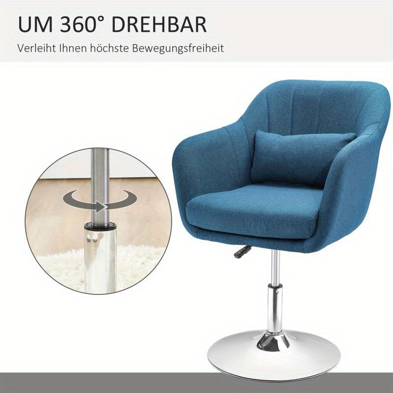 Draaifauteuil – Fauteuil – Lounge Stoel – Relaxstoel – Draaistoel – Lichtblauw – Stof met Linnenstructuur – Met Metalen Frame – Handmatig Draaibaar Zonder Elektriciteit
