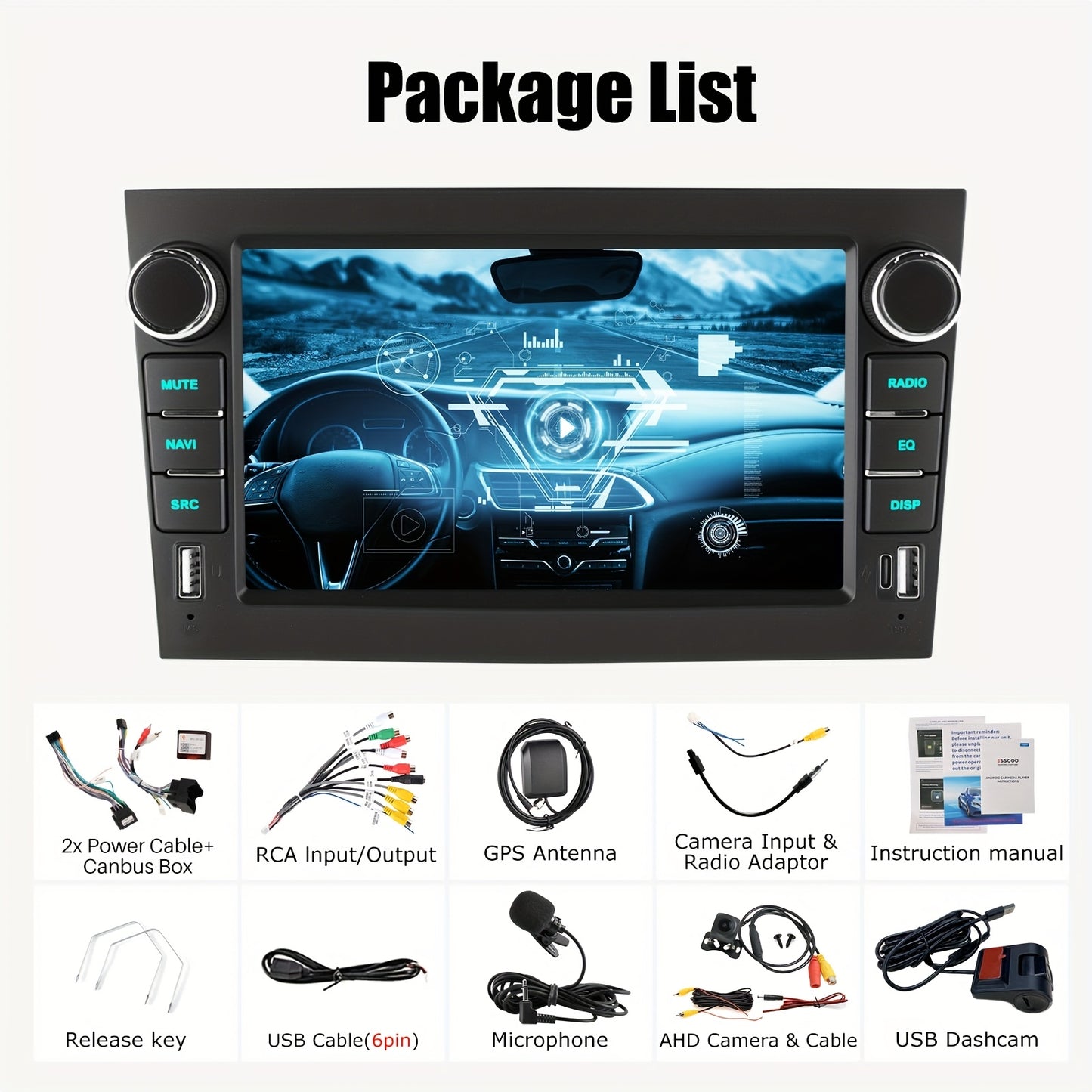 Draadloze Car Stereo – Autoradio – Multimedia Unit – Navigatiesysteem – Android Headunit – Android 14 – 7 Inch IPS Touchscreen – Camera & Microfoon & USB Dashcam