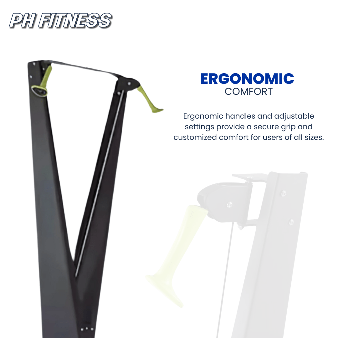 PH Fitness Ski Machine – Air Resistance Full Body Trainer | 10 Adjustable Levels | Compact CrossFit & HIIT Ski Trainer for Home | Ergonomic, Durable & Max 130 kg
