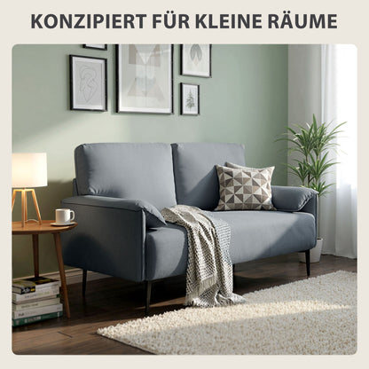 2-Zits Bank – Tweezitsbank – Loveseat – Sofa – Zithoek – Grijs – Fluwelen Bekleding – Extra Dikke Kussens