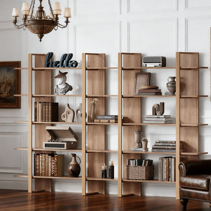 Open Boekenkast – Boekrek – Boekenplank – Boekstelling – Boekmeubel – Retro Bruin Zwart – 5 Planken – Stevig Metalen Frame