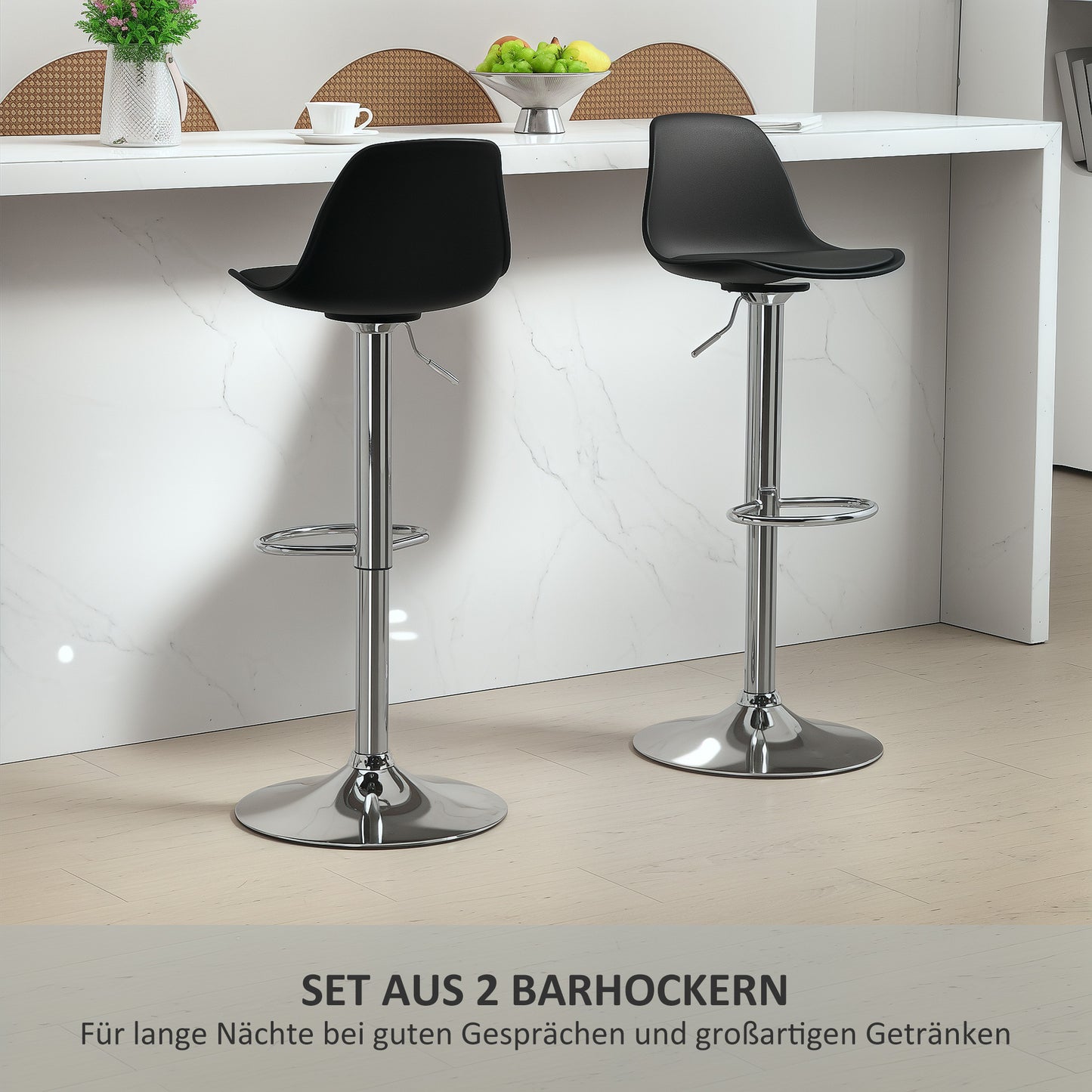 Barstoel – Barkruk – Barstoelkruk – Keukenstoel – Barkruk Met Rugleuning – Verstelbaar Hoogte 82-104 cm – Draaibaar 360° – Zwart – Draagvermogen 120 kg