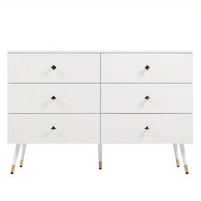 Ladeblok – Ladekast – Ladeblok Bureau – Rolcontainer – Ladekast Met Lades – 6 Lades – Wit Met Gouden Handgrepen – Direct Gebruiksklaar