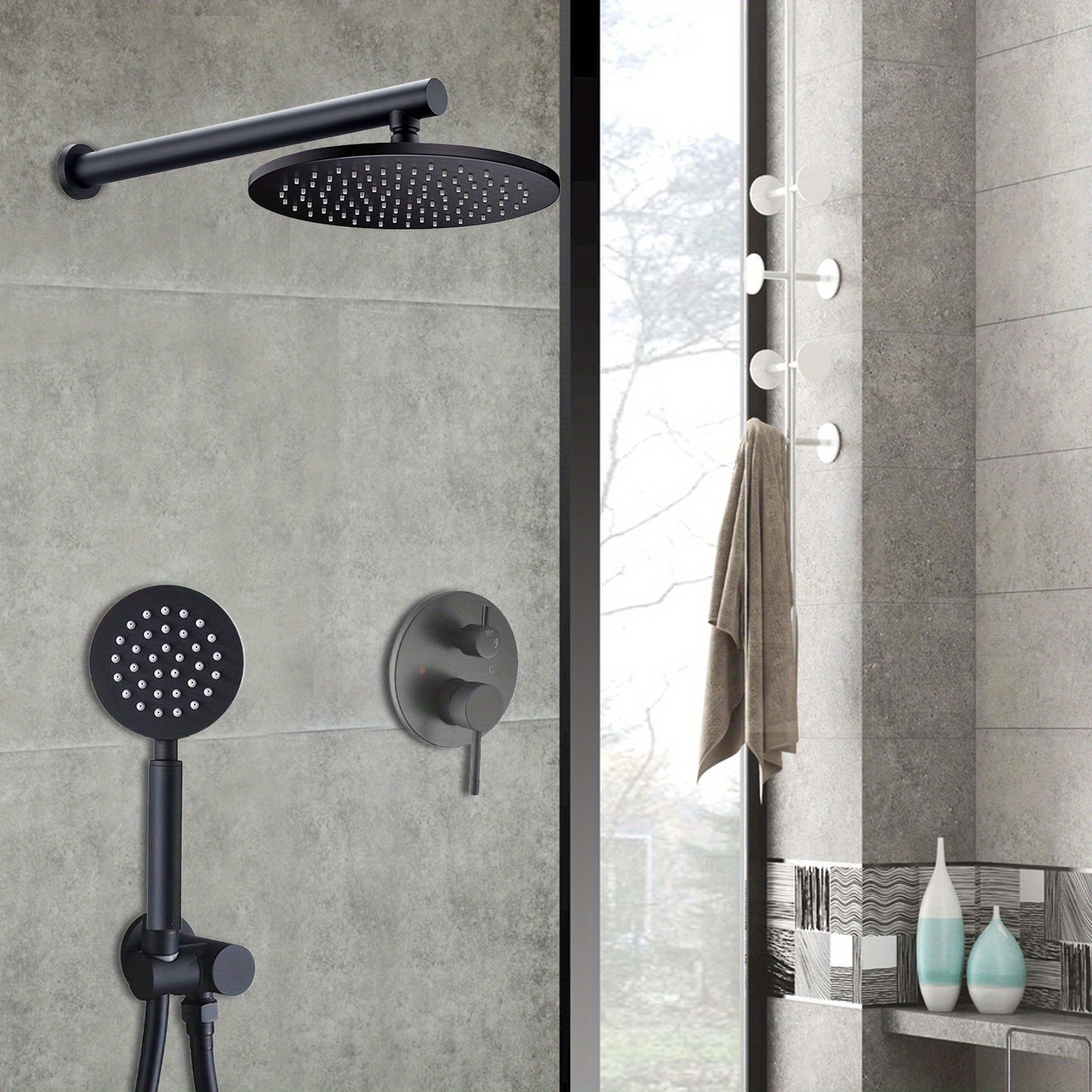 Thermostatic shower mixer Shower set Shower system Rain shower head Handheld shower head Concealed installation, Bathroom Upgrade, Minimalist Style, Wallmounted Shower, Shower Mixer Valve, Homeowners, Contractors