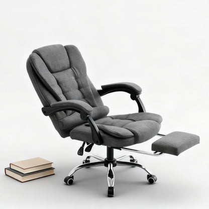 Bureaustoel – Ergonomische Stoel – Kantoorstoel – Draaistoel – Werkstoel – Inklapbare Armleuningen – Verstelbare Hoogte – Comfortabel Met Stevig Aluminium Frame – Grijs