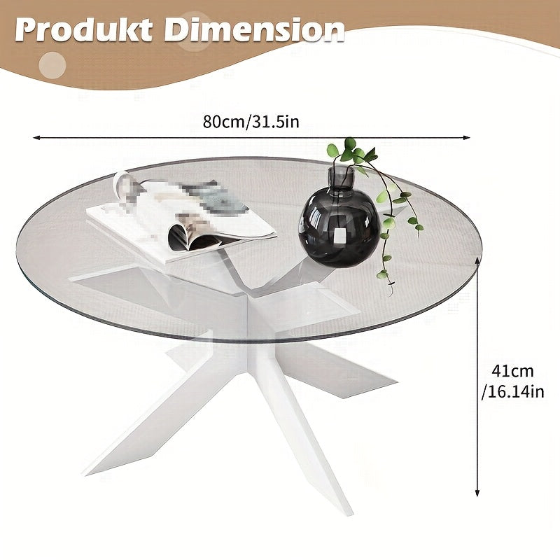 Bijzettafel – Salontafel – Sidetable – Nachtkastje – Tuintafel – Ronde Tafel – Transparant Geharde Glas – Ø 80 x 41 cm