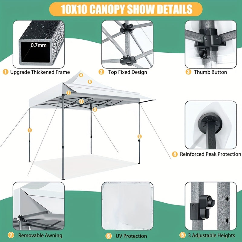 Zonne tent – Pop-up tent – Zonnescherm – Schaduwdoek – Strandtent – 3×3 meter – Windbestendig met Draagtas