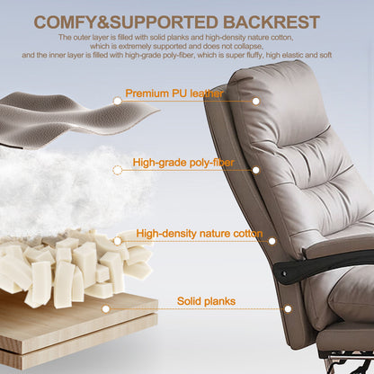Ergonomische Bureaustoel – Bureaustoel Met Voetsteun – Kantoorstoel – Gamingstoel – Werkstoel – Verstelbare Hoogte – Memory Foam Zitting – Wit