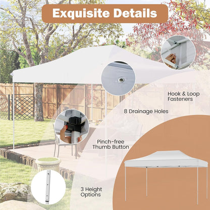 Pop-up Pavilion – Tent – Partytent – Tuinpaviljoen – Opvouwbare Overkapping – 3 x 4,5 Meter – Waterafstotend Oxford Polyester – Verstelbare Hoogte met Draagtas en Wieltjes – Wit